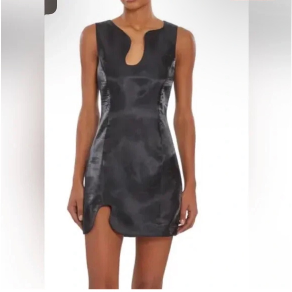 Amanda Uprichard Black Satin Cutout Mini Dress Cocktail LBD Night Out | Size XL
